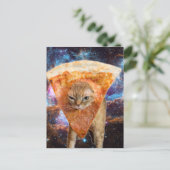 Carte Postale Pizza Chat dans l'espace avec Pizza Slice (Debout devant)