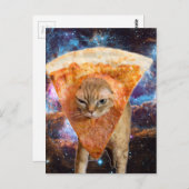 Carte Postale Pizza Chat dans l'espace avec Pizza Slice (Devant / Derrière)