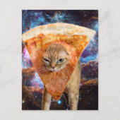 Carte Postale Pizza Chat dans l'espace avec Pizza Slice (Devant)