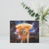 Carte Postale Pizza Chat dans l'espace avec Pizza Slice (Debout devant)