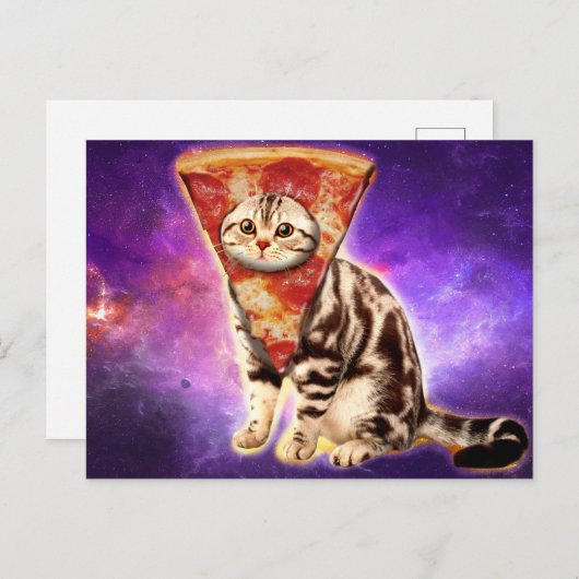 Carte Postale Pizza chaton Kitty (Devant / Derrière)