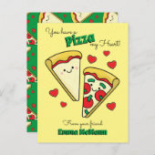 Carte Postale Pizza Cute Kids Classroom Valentine Card (Devant / Derrière)