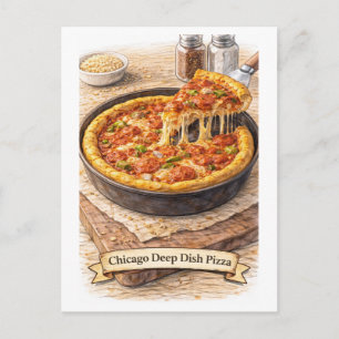 Carte Postale Pizza de Chicago (Série de cuisine américaine)