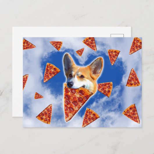 Carte Postale Pizza de Chien de Corgi (Devant / Derrière)