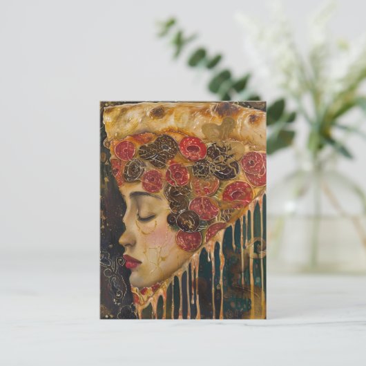 Carte Postale Pizza Face Klimt Abstrait (Debout devant)