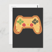 Carte Postale Pizza Gaming Controller Fast Food Gamer (Devant / Derrière)