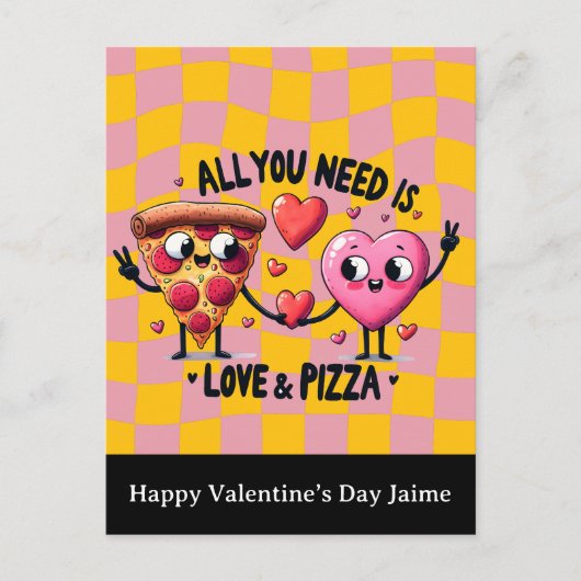 Carte Postale Pizza Love Valentines Day Postcard (Devant)