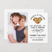 Carte Postale Pizza moderne noir Script photo Modifier la date (Devant / Derrière)