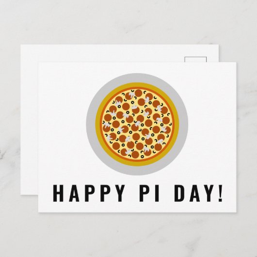 Carte Postale Pizza Pie Happy Pi Day | Olive de champignons Pepp (Devant / Derrière)