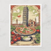 Carte Postale Pizza Pisa Italie Illustration Vintage voyage (Devant)
