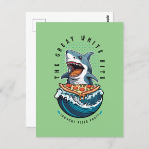 Carte Postale Pizza pour manger des requins   Le Grand Bite Blan