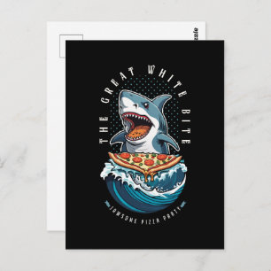 Carte Postale Pizza pour manger des requins Le Grand Bite Blan