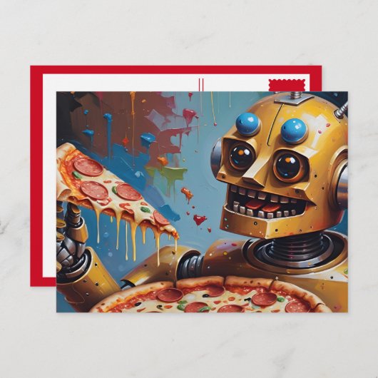 Carte Postale pizza robot (Devant / Derrière)