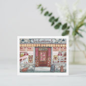 Carte Postale Pizza Shop de Saint Valentin Aquarelle (Debout devant)