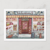 Carte Postale Pizza Shop de Saint Valentin Aquarelle (Devant)