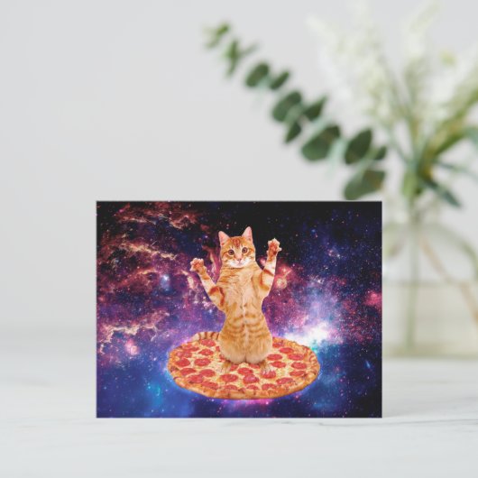 Carte Postale Pizza space cat (Debout devant)