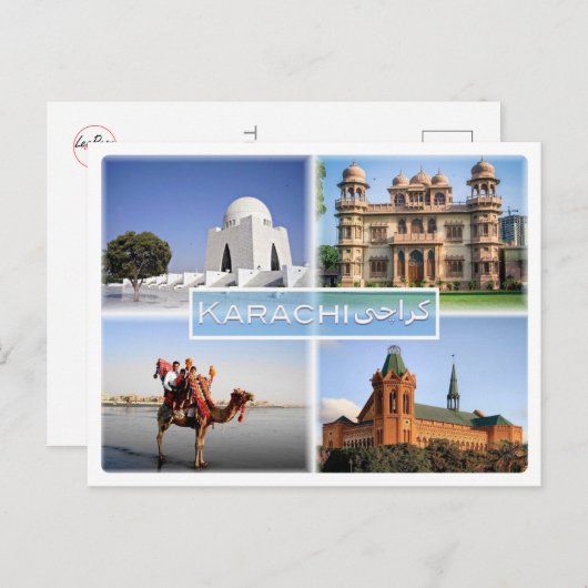 Carte Postale PK Karachi - Mazar e Quaid - Mohatta Palace - (Devant / Derrière)