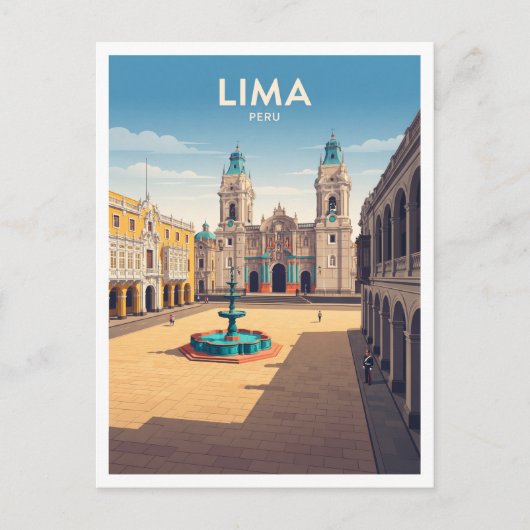 Carte Postale Place d'Armes de Lima Pérou (Devant)