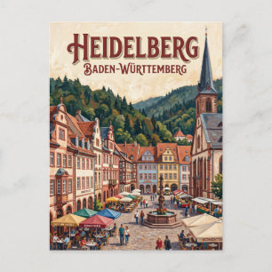 Carte Postale Place du marché de Heidelberg Allemagne