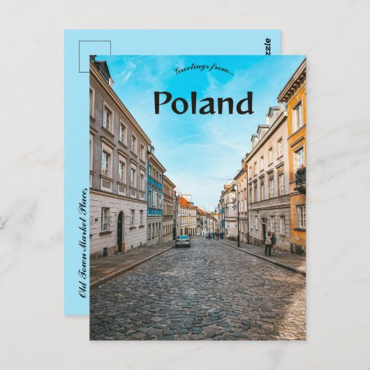 Carte Postale Place du Marché de la Vieille Ville Varsovie Polog (Devant / Derrière)