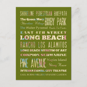 Carte Postale Places célèbres de Long Beach, Californie.