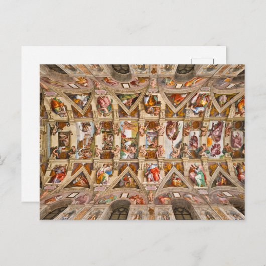 Carte Postale Plafond de la Chapelle Sixtine par Michel-Ange (Devant / Derrière)