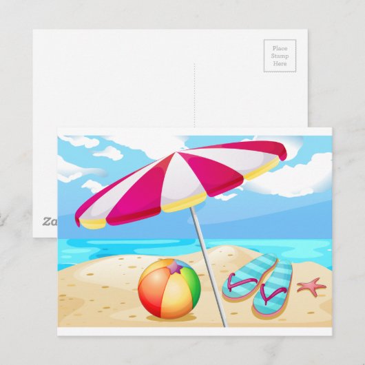 Carte Postale Plage (Devant / Derrière)