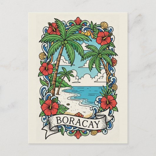 Carte Postale Plage à Boracay Philippines (Devant)