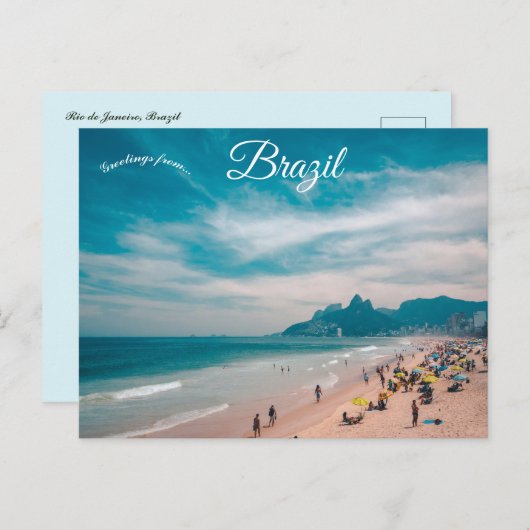 Carte Postale Plage à Rio de Janeiro Brésil (Devant / Derrière)