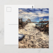 Carte Postale Plage abandonnée vide post-apocalyptique (Devant / Derrière)