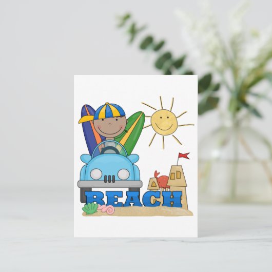 Carte Postale PLAGE African American Boy Tshirts et cadeaux (Debout devant)