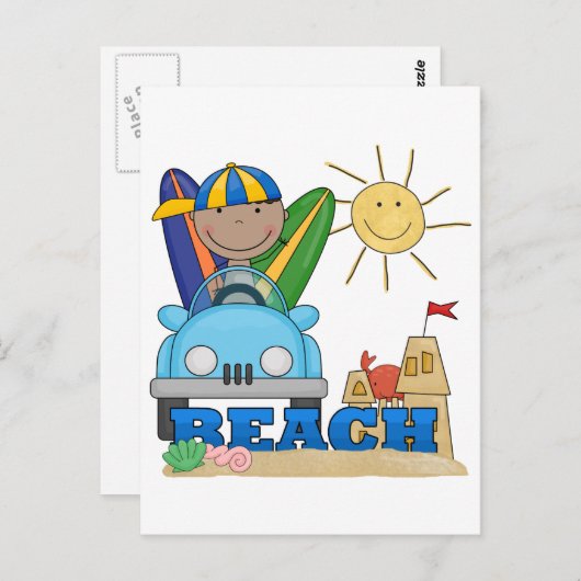 Carte Postale PLAGE African American Boy Tshirts et cadeaux (Devant / Derrière)