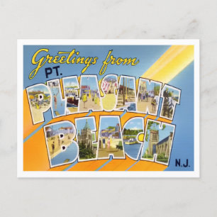 Carte Postale Plage Agréable, New Jersey Vintage Big Letters