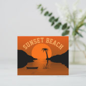 Carte Postale Plage au coucher du soleil Art Orange Tropical (Debout devant)