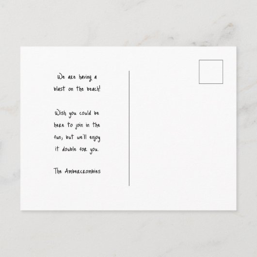 Carte Postale Plage avec dunes de sable (Dos)