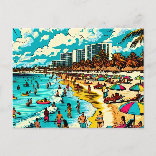 Carte Postale Plage avec Pop Art Vibe (Devant)