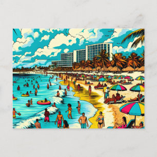 Carte Postale Plage avec une ambiance Pop Art
