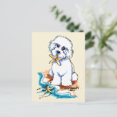 Carte Postale Plage Babe Bichon Frise (Debout devant)