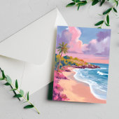 Carte Postale Plage Blush | Peinture d'océan rose