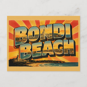 Carte Postale Plage Bondi NSW Australie Art de voyage vintage