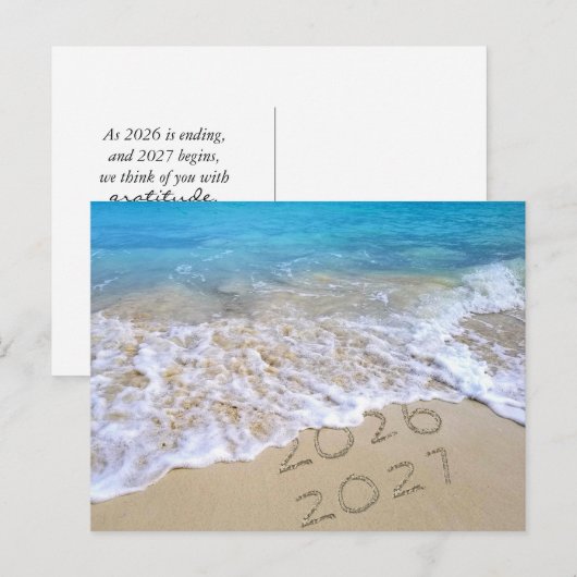 Carte Postale Plage Bonne Année 2027 (Devant / Derrière)