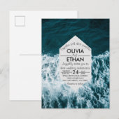 Carte Postale Plage côtière bleu marine classique Invitation Car (Devant / Derrière)