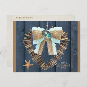 Carte Postale Plage côtière Thème Bois Dérivé Jour des Valentine