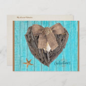 Carte Postale Plage côtière Thème Bois Dérivé Jour des Valentine (Devant / Derrière)