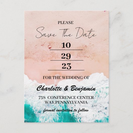 Carte Postale Plage côtière tropicale Mariage maritime Enregistr (Devant)