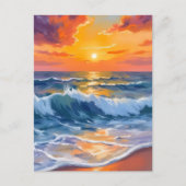 Carte Postale Plage Coucher de Soleil Heure Dorée Côtière (Devant)