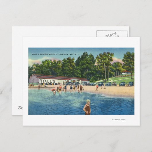 Carte Postale Plage de bain de Ryall à Saratoga Lake View (Devant / Derrière)