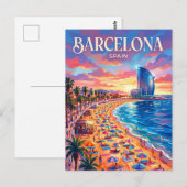 Carte Postale Plage de Barceloneta Espagne (Devant / Derrière)