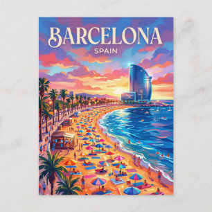 Carte Postale Plage de Barceloneta Espagne