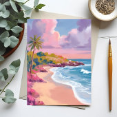Carte Postale Plage de Blush | Peinture Océan rose